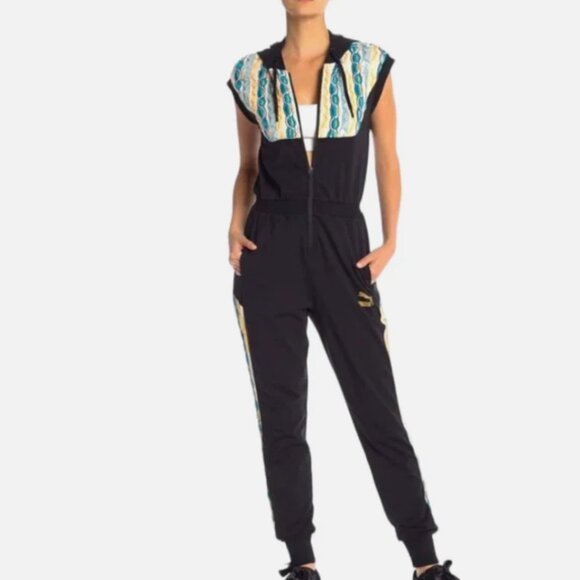 New Puma X Coogi Sweatshirt Jumpsuit Romper Womens XS Black Blue Knitted Hoodie - Picture 2 of 10